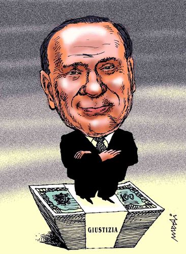 Cartoon: soldi e giustizia (medium) by Medi Belortaja tagged berlusconi,silvio,soldi,giustizia