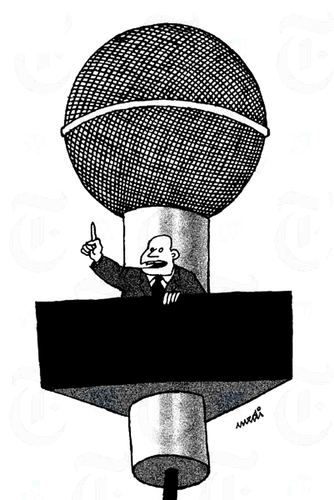Cartoon: speech (medium) by Medi Belortaja tagged speech,microphone,poltician,politics,balcony