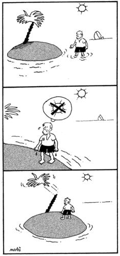 Cartoon: the bird (medium) by Medi Belortaja tagged palm,bird,island,robinson,crusoe,humor