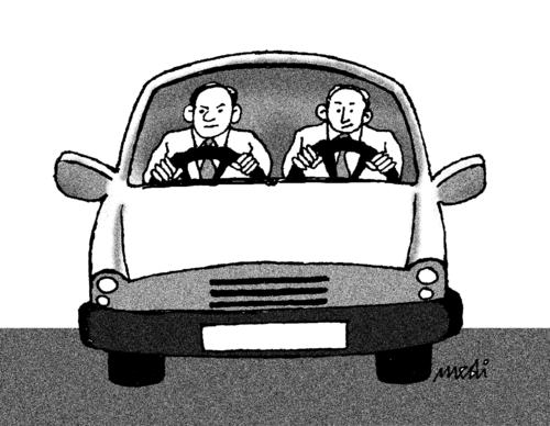 Cartoon: drivers (medium) by Medi Belortaja tagged drivers,wheel,car,men,heads
