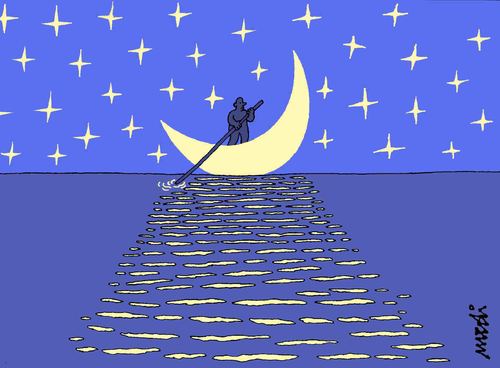 Cartoon: boatmoon (medium) by Medi Belortaja tagged fisherman,moon,night,boatman,boat