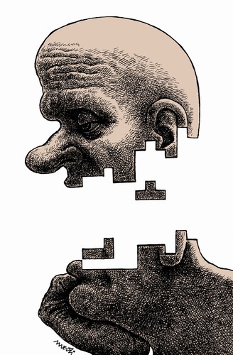 Cartoon: thinker (medium) by Medi Belortaja tagged creativity,build,game,tetris,face,thought,thinker,think,idea