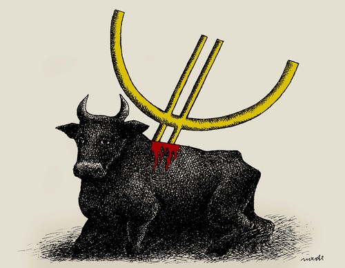 Cartoon: toro (medium) by Medi Belortaja tagged banks,bank,crisis,euro,bull,spanish,spain,toro,money,financial