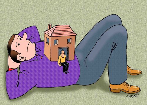 Cartoon: two friends (medium) by Medi Belortaja tagged house,home,property