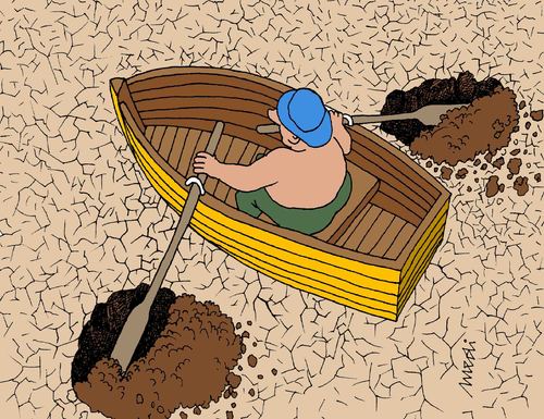 Cartoon: driving on dry land (medium) by Medi Belortaja tagged land,dry,on,driving