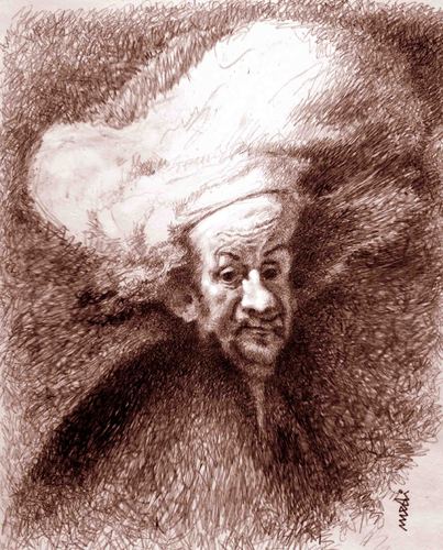 Cartoon: Van Rijn (medium) by Medi Belortaja tagged van,rembrandt,rijn