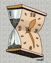 Cartoon: ancient and modern clock (small) by Medi Belortaja tagged anncient modern clock hourglass