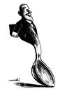 Cartoon: spoon man (small) by Medi Belortaja tagged spoon man