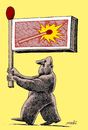 Cartoon: flag conflict (small) by Medi Belortaja tagged flag,conflict,match,fire,standardbearer