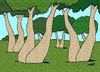 Cartoon: humor in the forest (small) by Medi Belortaja tagged humor forest trees legs saddle feet erotic