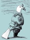Cartoon: interesting officer (small) by Medi Belortaja tagged military peace war officer dove colombo pigeon
