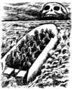 Cartoon: migrants at sea (small) by Medi Belortaja tagged emigrant immigrants poverty death immigration sea