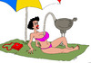 Cartoon: ostrich on the beach (small) by Medi Belortaja tagged ostrich,beach,scared,fear,woman,holidays