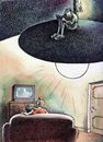 Cartoon: reading (small) by Medi Belortaja tagged reading book tv family free time