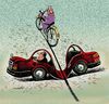 Cartoon: strong bike (small) by Medi Belortaja tagged strong,bike,bicycles,car,accident,humor
