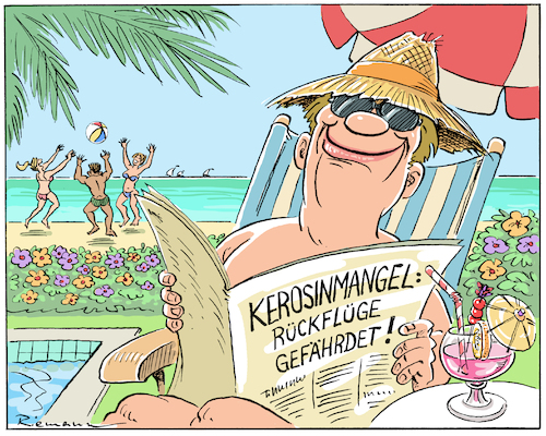 Cartoon: BINGO! (medium) by Riemann tagged kerosin,treibstoff,mangel,energiekrise,irankrieg,trump,usa,mittlerer,osten,straße,von,hormus,urlaub,rückflug,tropeninsel,paradies,cartoon,george,riemann,kerosin,treibstoff,mangel,energiekrise,irankrieg,trump,usa,mittlerer,osten,straße,von,hormus,urlaub,rückflug,tropeninsel,paradies,cartoon,george,riemann