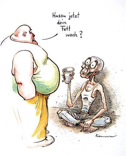 Cartoon: Fett (medium) by Riemann tagged bettler,beggar,poor,street