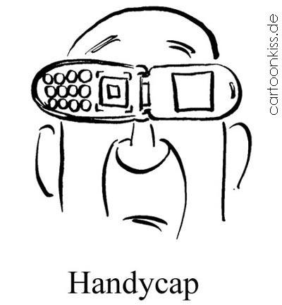 Cartoon: Handycap (medium) by Riemann tagged handy,cell,phone,media,obsession