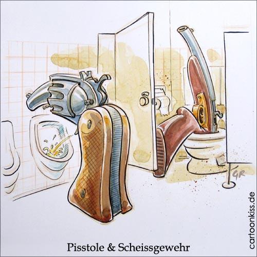 Cartoon: Pisstole (medium) by Riemann tagged weapons,waffen,pistole,gewehr,guns,toilette