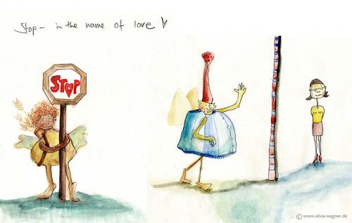 Cartoon: AMOR (medium) by Silvia Wagner tagged love,liebe,amor,frau,mann,pfeil,