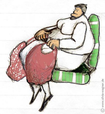 Cartoon: Busfahrerin (medium) by Silvia Wagner tagged bus,busfahrer,busfahrerin,einkauf,warten,