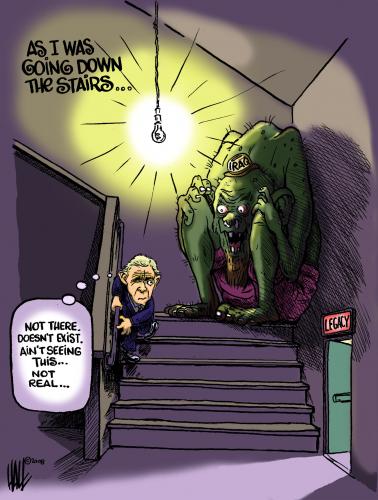 Cartoon: As I Was Going Down The Stairs (medium) by halltoons tagged bush,legacy,iraq