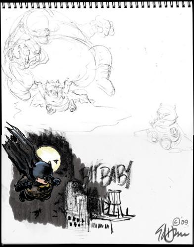 Cartoon: Batbaby studies (medium) by halltoons tagged batman,batbaby,comic,character