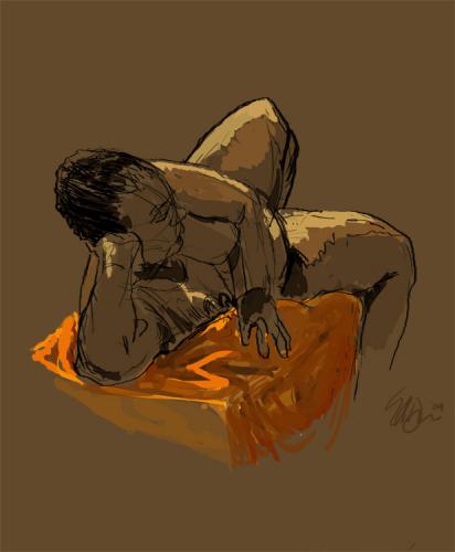 Cartoon: Gia Reclining 2 (medium) by halltoons tagged figure,drawing,woman,girl,pose,nude