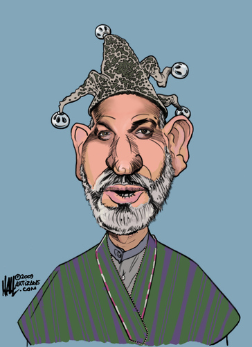 Cartoon: Hamid the Jester (medium) by halltoons tagged karzai,hamid,afghanistan