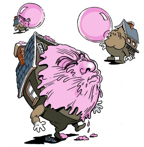 Cartoon: Housing Bubbles (medium) by halltoons tagged housing,bubble,economy,homeowners,homes