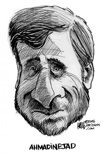 Cartoon: Mahmoud Ahmadinejad caricature (medium) by halltoons tagged mahmoud,ahmadinejad,iran,president