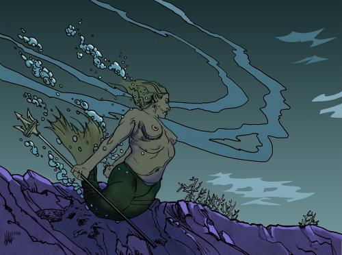 Cartoon: Mermaid 1 (medium) by halltoons tagged mermaid,fantasy,comic,inderwater,nautical,woman,ocean,aquatic