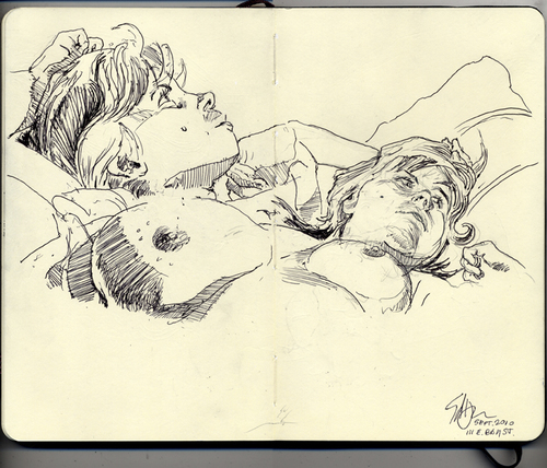 Cartoon: Monday Moleskine Study (medium) by halltoons tagged drawing,sketch,figure,woman,girl,pen,ink