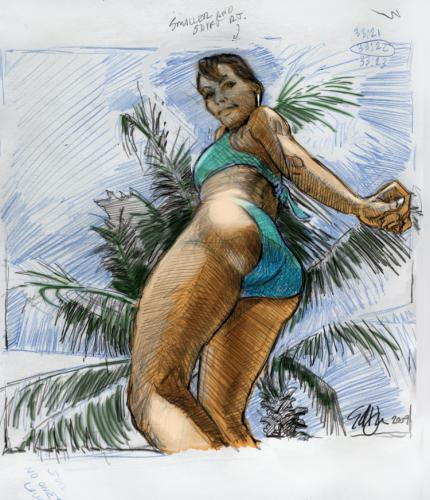 Cartoon: Puerto Rican Hip Hop 3 (medium) by halltoons tagged video,still,sketch,tropics,bikini,woman,girl,puerto,rico,latin,latina
