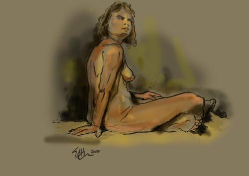 Cartoon: Stacey 10 (medium) by halltoons tagged model,woman,girl,pose,figure,drawing