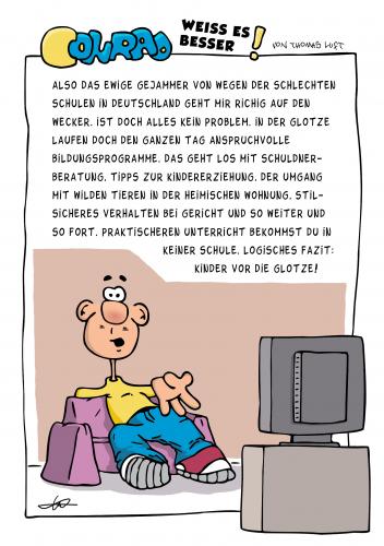 Cartoon: Bildungsfernsehen (medium) by luftzone tagged bildung,schulen,fernsehen,conrad,bildungspolitik,politik