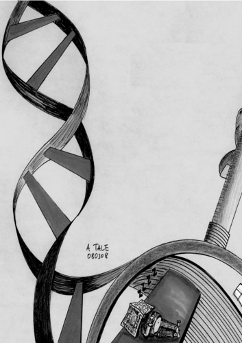Cartoon: Faulenzer-Gen entdeckt (medium) by Ago tagged gene,gentechnologie,dna,genetik,determinismus,biologie,genom