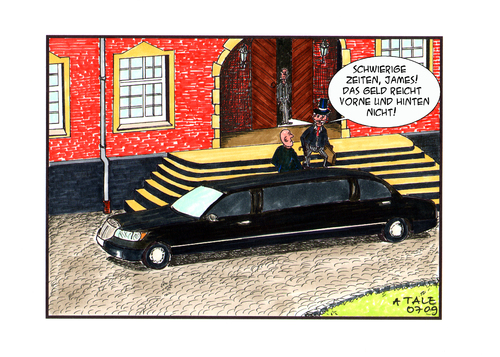 Cartoon: Schlechte Zeiten (medium) by Ago tagged money,geld,krise,globale,usa,immobilien,zertifikate,bankenpleite,finanzkrise,finanzchaos,blase,bubble,crisis