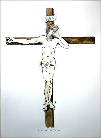 Cartoon: Arcor-Christus (medium) by Rainer Schade tagged handy,mobile,company,anbieter,provider