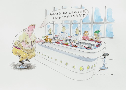 Cartoon: Maultaschen (medium) by Rainer Schade tagged kulturelle,trampeltiere,kulturelle,trampeltiere