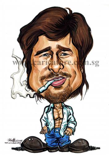 Cartoon: Celebrity caricature - Brad Pitt (medium) by jit tagged celebrity,caricature,brad,pitt