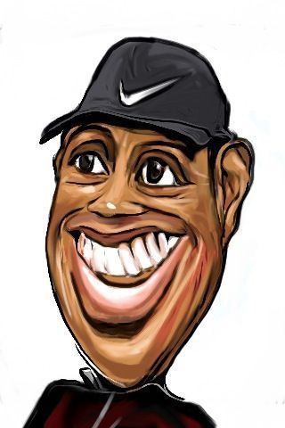Cartoon: Tiger Woods caricature refined (medium) by jit tagged tiger,woods,caricature,refined,with,iphone,app