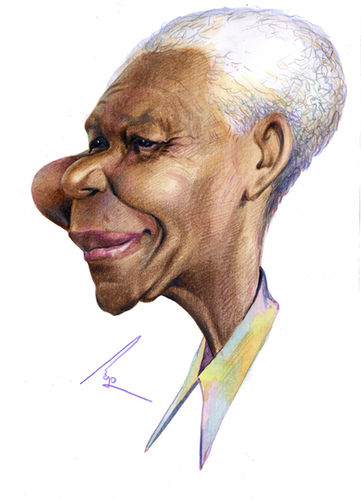 Cartoon: Nelson Mandela (medium) by besikdug tagged besik,dug,georgia,karikatura,mandela,nelson