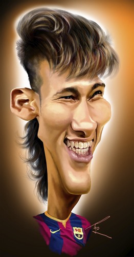 Cartoon: neymar (medium) by besikdug tagged neymar,besikdug,besik,dugashvili,soccer,caricature,best