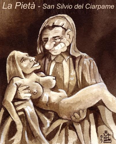 Cartoon: La Pieta del Ciarpame (medium) by matteo bertelli tagged berlusconi,pieta