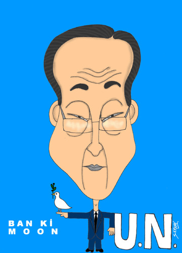 Cartoon: BANKI MOON (medium) by serkan surek tagged surekcartoons