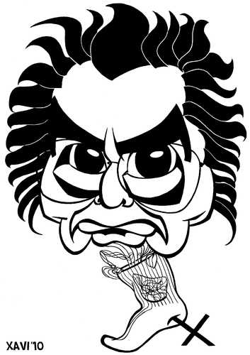 Cartoon: Antoni Tapies (medium) by Xavi dibuixant tagged antoni,tapies,caricature,caricatura,cartoon,art,sock,mitjo,catalan