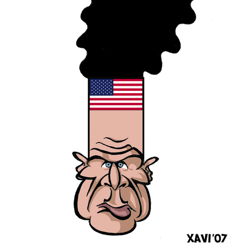 Cartoon: Bush fumes (medium) by Xavi dibuixant tagged washington,kioto,politics,usa,bush,george,george,bush,kopf,gehirn,schornstein,rauch,ruß,schmutz,qualm,qualmen,usa,präsident,amerika,karikatur,gesicht,mann,portrait,texas,republikaner,politik,politiker,george bush