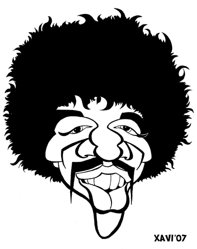 Cartoon: Jimi Hendrix (medium) by Xavi dibuixant tagged rock,guitar,music,hendrix,jimi,jimy,hendrix,musiker,musik,sänger,rock,klub27,karikatur,star,mann,portrait,gesicht