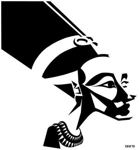 Cartoon: Nefertiti (medium) by Xavi dibuixant tagged nefertiti,egypt,pharaon,history,empire,nefertiti,nofretete,büste,pharao,echnaton,frau,frauen,berlin,museum,ägypten,kultur,schönheit,schöne,schön,ehefrau,geschichte,portrait,kopf,gesicht,karikatur